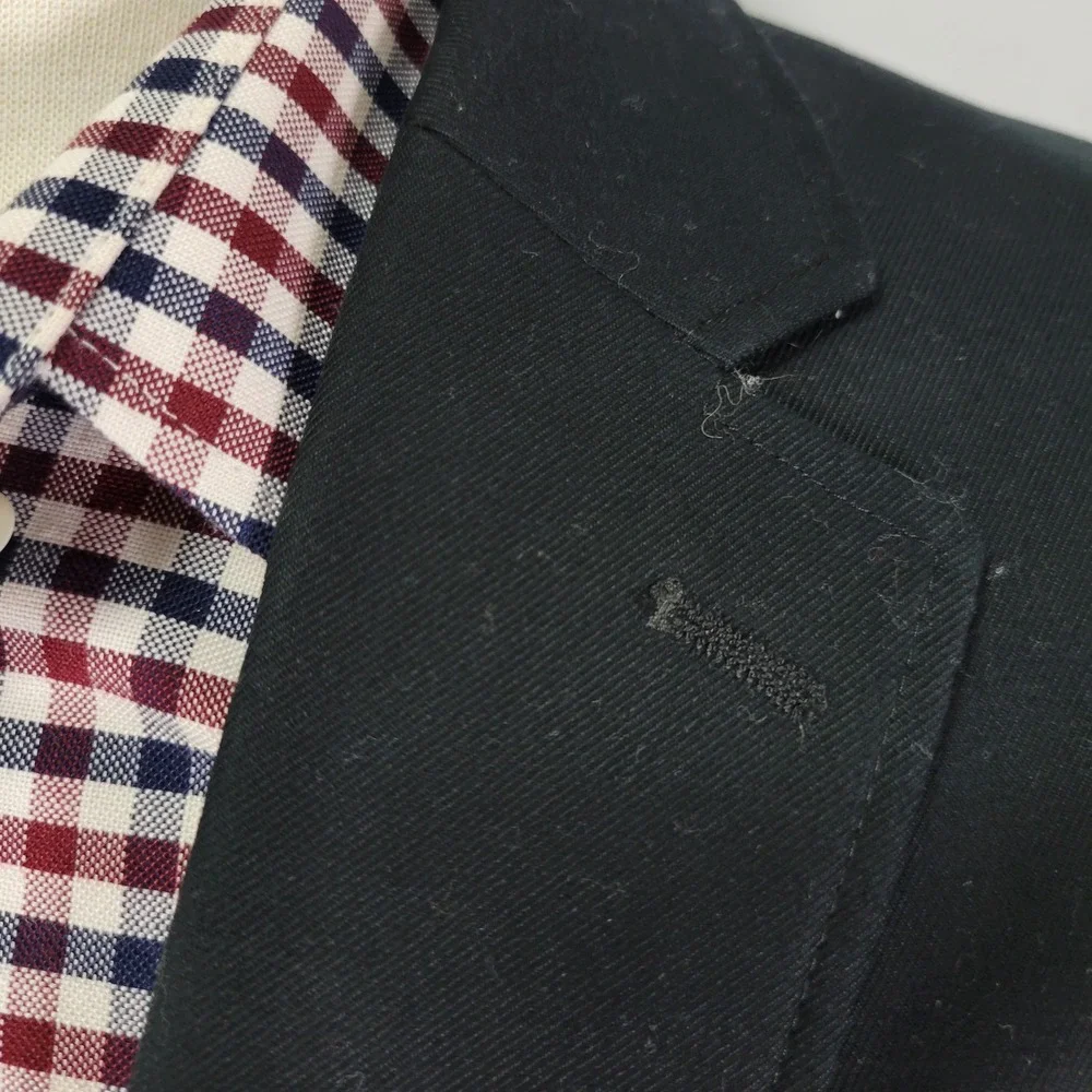Banana Republic Men's Sport Coat Blazer Two Button Black800 Cotton Blend‎ 44R